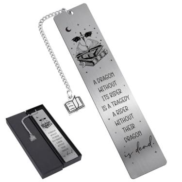 Imagem de Berirexrion Marcador de livro Fantasy Fourth Wing – Marcadores de livros legais de metal para leitura de presentes masculinos, criadores de páginas de fãs de romance de aventura engraçados para