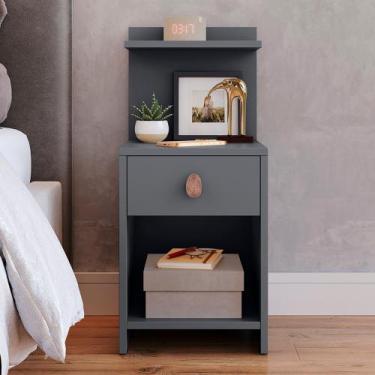 Imagem de Mesa de Cabeceira Compacta com Gaveta puxador Criado Quarto Casal e So