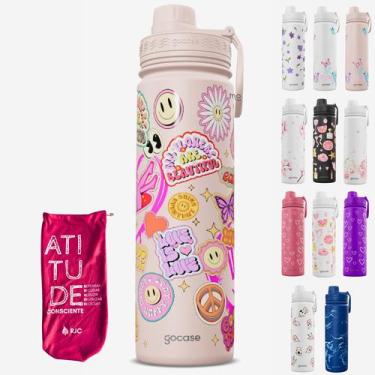 Imagem de KIT Garrafa Térmica Gocase Original Premium Estampas 650ml com saquinh