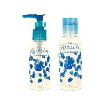 Imagem de Kit 2 Frascos Viagem Plástico Azul Higiene Pessoal 100ml - Zein