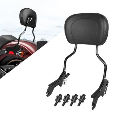 Imagem de AUFER Encosto vertical do passageiro Sissy Bar com almofada de apoio traseiro Kits de hardware compatíveis com Softail Low Rider FXLR FXLRS FXLRST Sport Glide FLSB 2018-Later