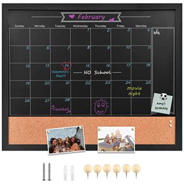 Imagem de Quadro negro magnético, quadro-negro, quadro combinado de 59,9 cm x 80 cm, quadro de avisos, quadro negro de cortiça, preto (BK-6080)