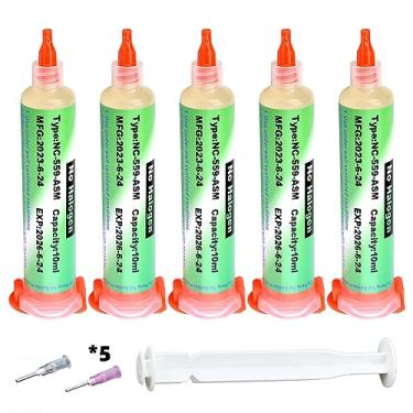 Imagem de Fluxo de solda, NC-559-ASM Pasta de fluxo de solda sem limpeza, fluxo de resina sem chumbo, fluxo de solda aderente de 10 cc, fluxo de líquido de solda para eletrônicos, para BGA, SMD, reparo de