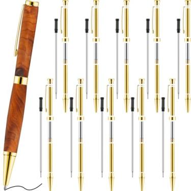 Imagem de Colarr 10 kits de canetas para torneamento de madeira, kit de torção de caneta Slimline de 7 mm com refil de suprimentos de torneamento de torno para fazer escritório, sala de aula, bricolage, amigos,