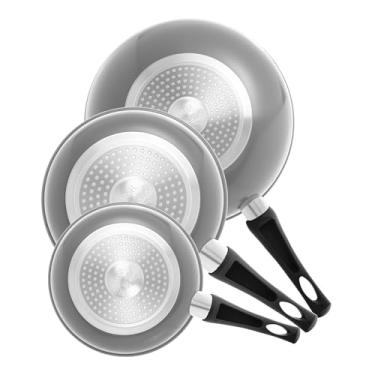 Imagem de LYOR - Conjunto 3 Frigideiras de Indução em Alumínio com Revestimento Cerâmico Granilite Cinza