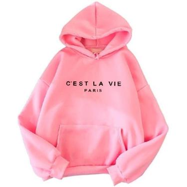 Imagem de Moletom Blusa De Frio La Vie Com Capuz Canguru Estiloso-Feminino