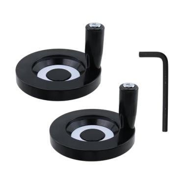 Imagem de Tighall 2 peças de roda de mão ondulada traseira de madeira preta de 100 mm com alça giratória, 10 mm de diâmetro do furo traseiro com alça giratória, para fresadora de torno industrial