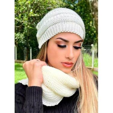 Imagem de Conjunto Touca Caída Gorro Beanie Masculino E Feminino Com Cachecol Go
