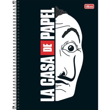 Imagem de Caderno universitário La Casa de Papel 10 matérias 160 folhas capa dura bolso interno