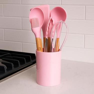 Imagem de Kit Utensílios De Silicone Para Cozinha Espátula Colher Escumadeira Co
