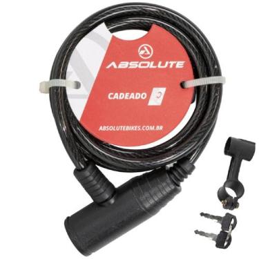 Imagem de Trava Cadeado Absolute Cabo 6mm 1,0mt Espiral Chave Preto