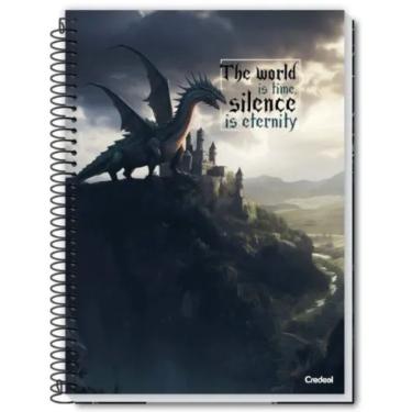 Imagem de Caderno Espiral Universitário 10 Matérias 160 Folhas Aventura Com Dragões Credeal Estampa 1