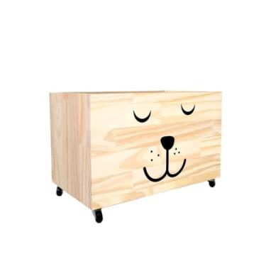Imagem de Baú Organizador de Brinquedos Infantil com Rodas – Caixa Organizadora e Porta Brinquedos de Madeira Tipo Caixote(CX106)