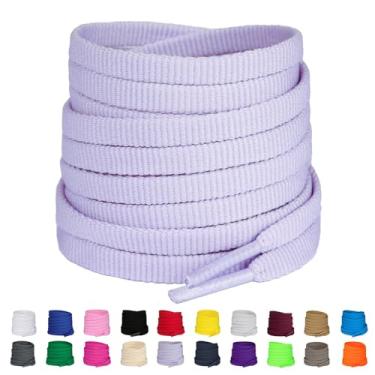 Imagem de Olukssck 2 pares de cadarços planos para tênis, cadarços de 1/10.2 cm para atletismo/tênis de corrida, Roxo claro (2 pares), 55inch(140cm)
