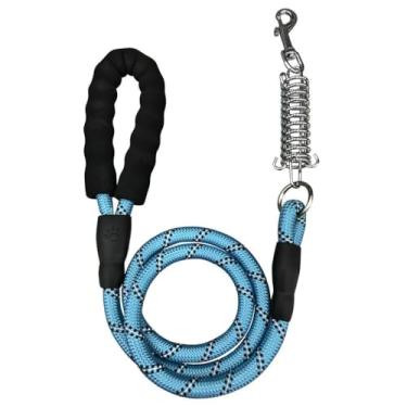 Imagem de Guia De Passeio Com Mola Amortecedor Resistente Cachorro Grande Médio Porte(Azul,1)