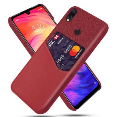 Imagem de Capa para Xiaomi Redmi Note 7,Tela e tampa de couro PU,Antideslizante,360°cobertura completa à prova de choque com 1 slot de cartão atrás,Prevenção de queda-Red