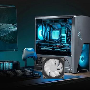 Imagem de Ventilador de Gabinete de 120 Mm, Ventilador de Contas de Iluminação Coloridas ARGB, Almofadas de Borracha Antivibração, Versátil para Cooler de CPU, Cooler de água de CPU,