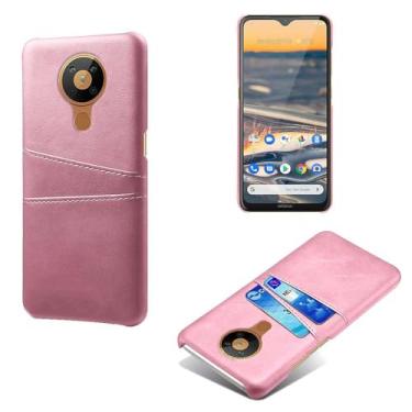 Imagem de Capas Compatível com Nokia 5.4,Caso de couro PU-Tampa de telefone a prova de choque com 2 slots de cartão,Proteção anti-impressão digital e anti-gota-Pink