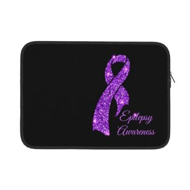 Imagem de Capa roxa para laptop de conscientização da epilepsia, bolsa portátil para laptop, pasta durável à prova de choque, capa protetora para notebook de 13 polegadas
