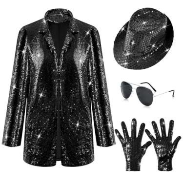 Imagem de Mepase 4 peças de fantasia feminina de estrela de dança anos 80 anos 90 discoteca retrô fantasia pop palco cosplay festa Halloween dramatização (M)