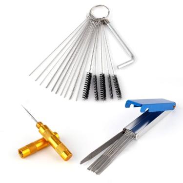Imagem de Kit de Limpeza Carburadores, 5 Escovas Limpeza Diferentes Espessuras 23 Agulhas 1 Chave Sextavada 1 Raspador para Soldador ATV Pistolas Pulverização para Motos Pontas de Maçarico