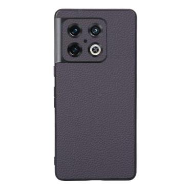 Imagem de Capas Compatível com Oneplus 10 PRO,Design de grão levantado de superfície,Proteção contra queda,Anti impressão digital,Anti arranhões,Aparência de couro de imitação de plástico macio-Grey