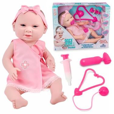 Imagem de Boneca Dodói Com Roupinha De Enfermeira E Acessórios De Médica Rosa Pa