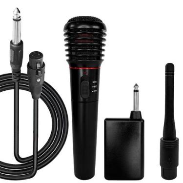 Imagem de Microfone sem Fio Karaokê Portátil Dinâmico Wireless De Mão Profission