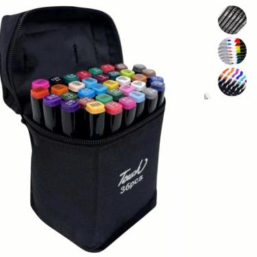 Imagem de Conjunto De Canetas Marcador Permanente Ponta Dupla 36 Cores