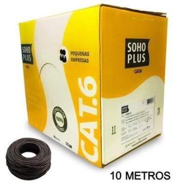 Imagem de 10 Metros De Cabo Rede CAT6 Sohoplus Furukawa, 100% Cobre, Cor:preto