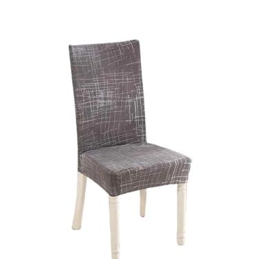 Imagem de Capa para cadeira estampada, lavável, grande, elástica, para cozinha, assentos elásticos, para sala de jantar, casamento (6 peças/125890)