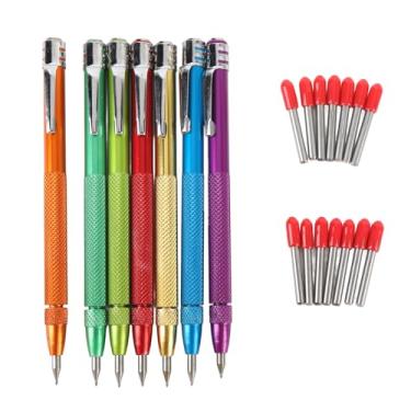 Imagem de Tungsten Aço Marking Pen Magnetic Metal Scriber com 14 dicas para pedra de mármore de vidro de azulejos de cerâmica 7pcs Conjunto de ferramentas duráveis de gravura para os