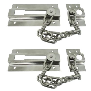 Imagem de Kit 2 Fecho Pega Ladrão Aço Com Corrente 88Mm X 25Mm Portas