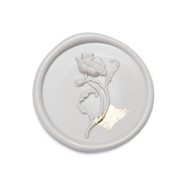 Imagem de Eisumy 50 adesivos de selo de cera de flor de papoula cinza para casamento/aniversário/chá de bebê/convite/adesivo de envelope de negócios
