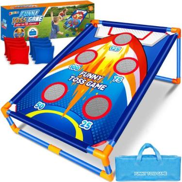Imagem de Jogo Bean Bag Toss ABERLLS com tema de foguete com 8 pufes