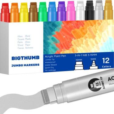 Imagem de Marcadores de tinta acrílica BIGTHUMB Jumbo, ponta de 15 mm, conjunto 