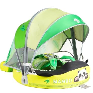 Imagem de Boia de bebê para piscina com dossel removível com proteção solar boia de mamboy, não inflável, adicione cauda, evite virar à prova d'água, não irrita a pele, boia de natação infantil de 3 a 24 meses