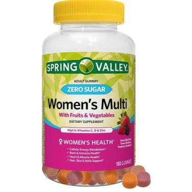 Imagem de Suplemento Multi Gummy feminino Spring Valley Zero Sugar 150 quilates 