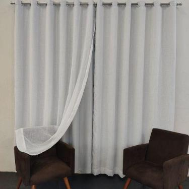 Imagem de Cortina Blackout Corta Luz Com Voil Linho C/ Ilhós 4,00x2,60 - Salvate