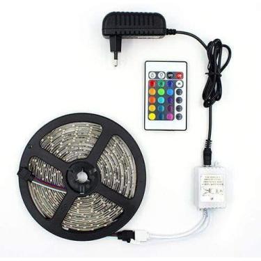 Imagem de Fita LED RGB 3528 Rolo 5M com Fonte 12V 2A e Controle Remoto - MKB