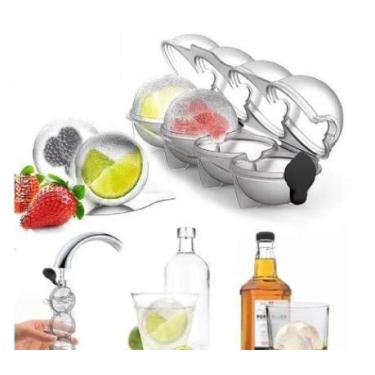 Imagem de Forma Gelo Plástico 4 Esferas Bola Grande Bebidas Whisky Gin  - redsa