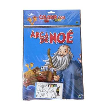 Imagem de Livro Infantil Com Giz De Cera Para Colorir Arca De Noé