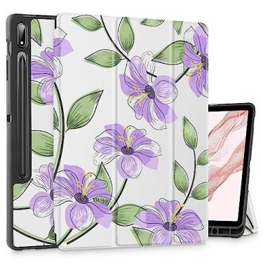 Imagem de Mektron Capa para tablet Samsung Tab S9 Plus 12,4 polegadas modelo X810/X816B/X818U, capa rígida fosca com função despertar/hibernar automática, suporte multi-ângulo para Galaxy S9 Plus, violeta