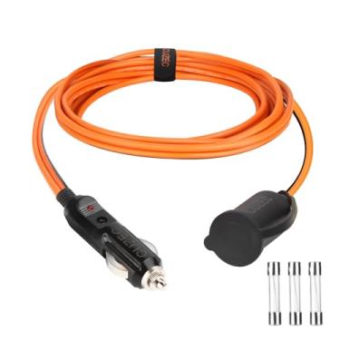 Imagem de Cabo de extensão para isqueiro de carro 12AWG, cabo de alimentação resistente de 106 cm, 30A fundido com indicador LED, laranja (106 cm)