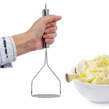 Imagem de Amassador Batata Legumes Cabo Reforçado Premium Aço Inox