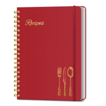 Imagem de LuBudingJoy Blank Recipe Book to Write in Your Own Recipes. Sprial Hardcover Blank Cookbook, Recipe Journal Hold 130 Recipes(Red)