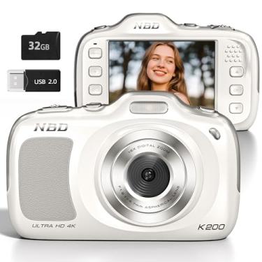 Imagem de Câmera digital de 64 MP para foco automático de fotografia, câmera de viagem compacta 4K com zoom de 16X, ultraleve de 120 g, carregamento tipo C e mais de 10 modos de disparo NBD-K200-WH-2507-US