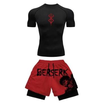 Imagem de Conjunto de Ginástica Masculino com Compressão 3D - Manga Curta e Shor