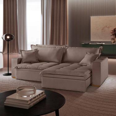 Imagem de Sofá Retrátil com Baú REF 47 - 2500-b Messina Marrom Claro Avelã