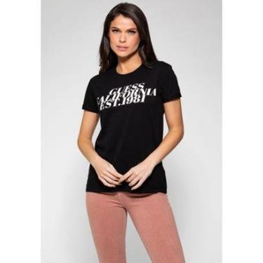 Imagem de Camiseta Guess Califórnia Brilhos Preto-Feminino
